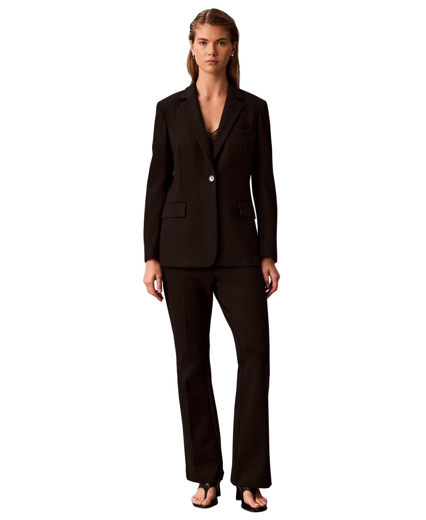 Женская куртка Calvin Klein Notch Collar One-Button, цвет: Чёрный — фото 4