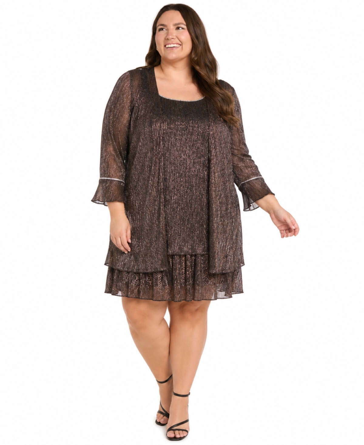 R & M Richards Plus Scoop Neck Dress Open Front Jacket, 2-Piece Set