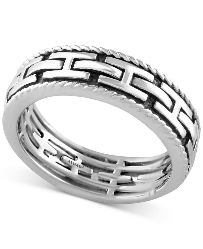 EFFY Collection EFFY® Men's Chain-Look Textured Band in Sterling Silver ...