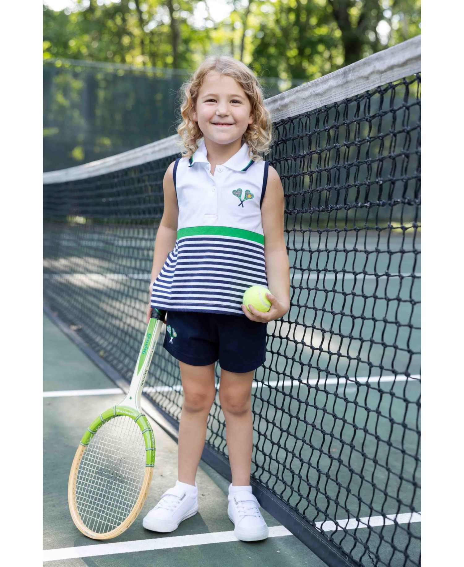 Big Boys 7-10 Knit Short Set with Tennis Rackets
