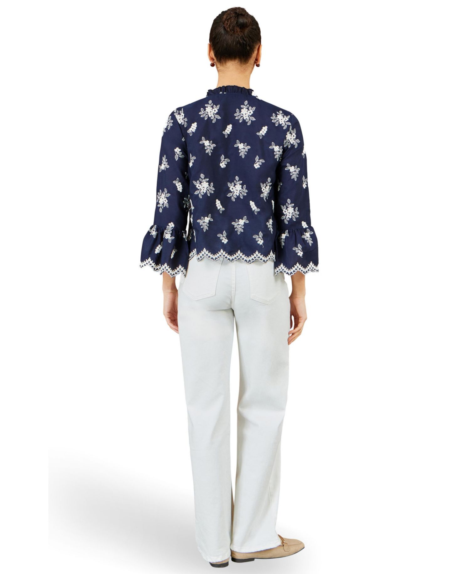 Women's Fluted Sleeves V-Neck Shirt