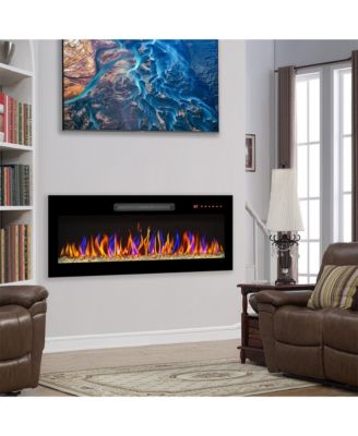 36-42 inch Electric Fireplace Heater Recessed Wall-mounted with  RC, Ultra Thin Electric Fireplace