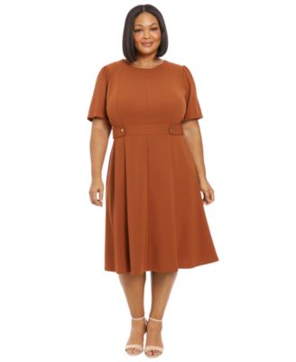 Plus Size Fit & Flare Scuba Crepe Midi Dress