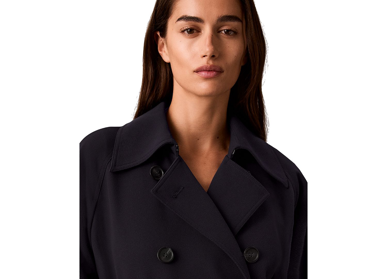 Petite Double-Breasted Belted Trench Coat