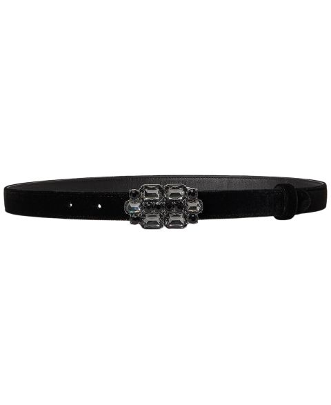 Женский ремень Lauren Ralph Lauren Jewel Embellished Velvet Skinny, цвет: Чёрный