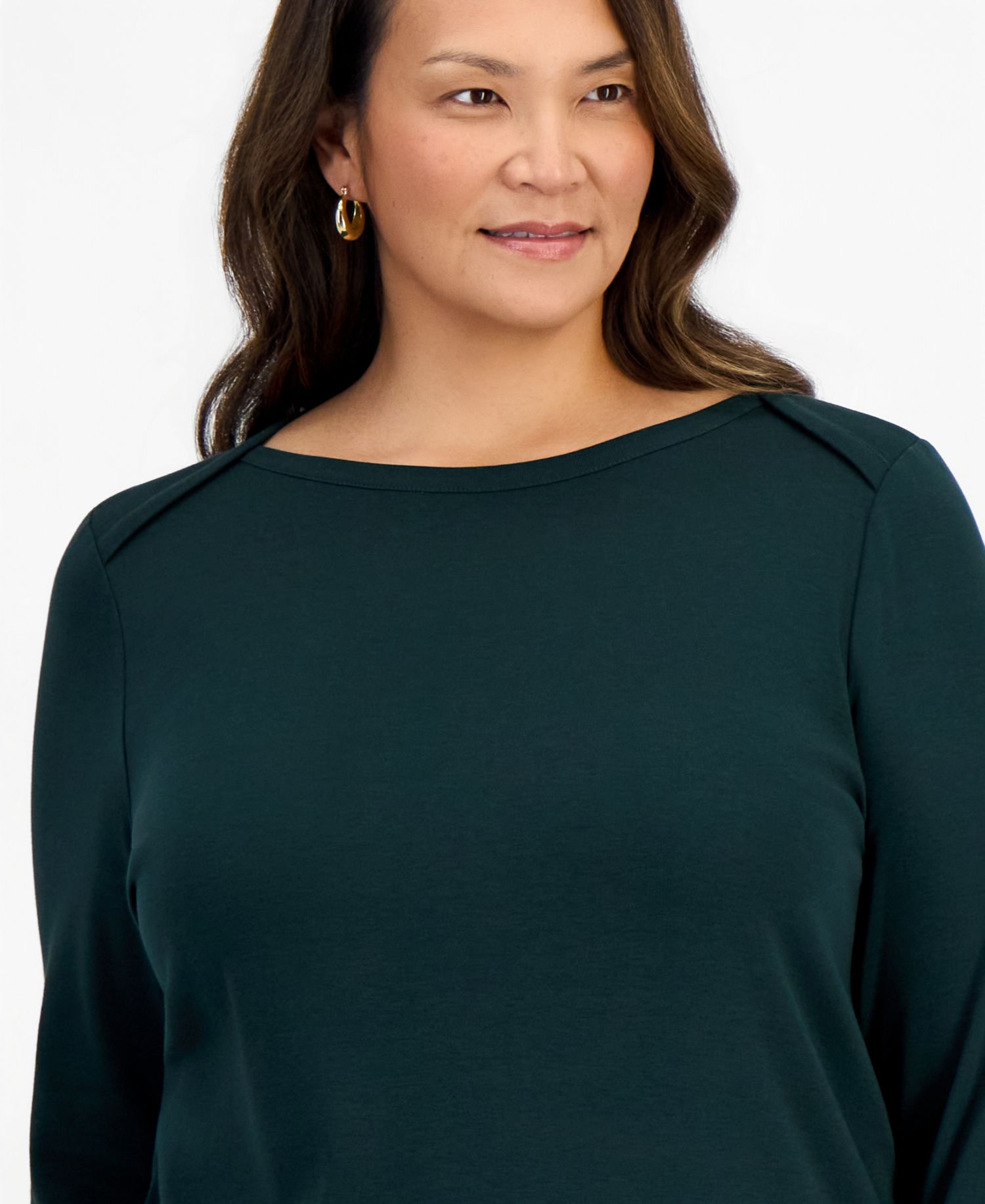 Plus Size 3/4 Sleeve Boat-Neck Top