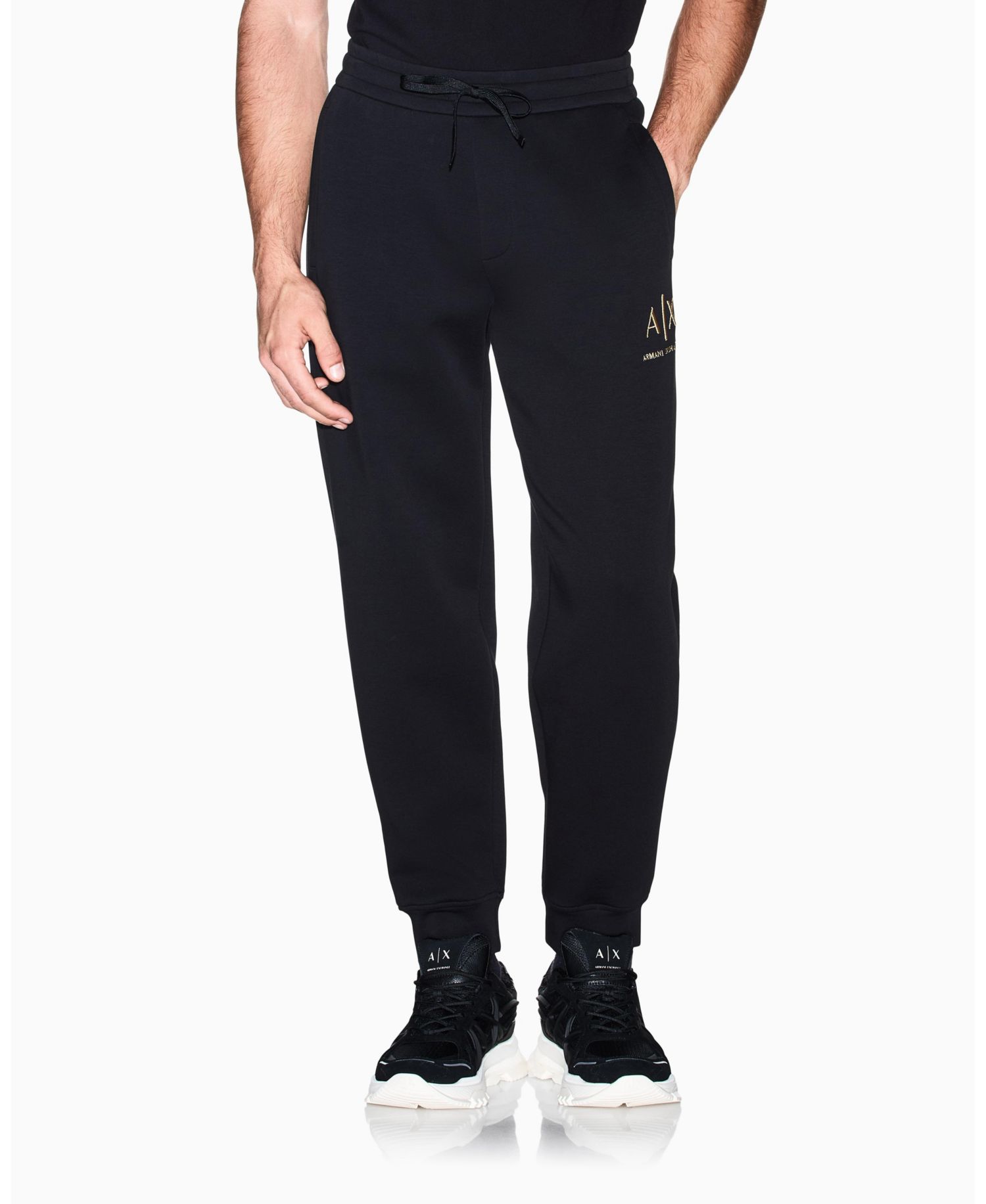 Men's Black And Gold Bonded Cotton Jogger