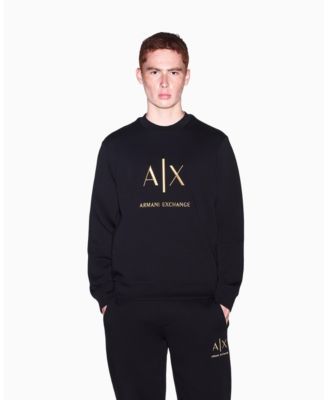 Men's Black And Gold Bonded Cotton Crewneck Sweatshirt