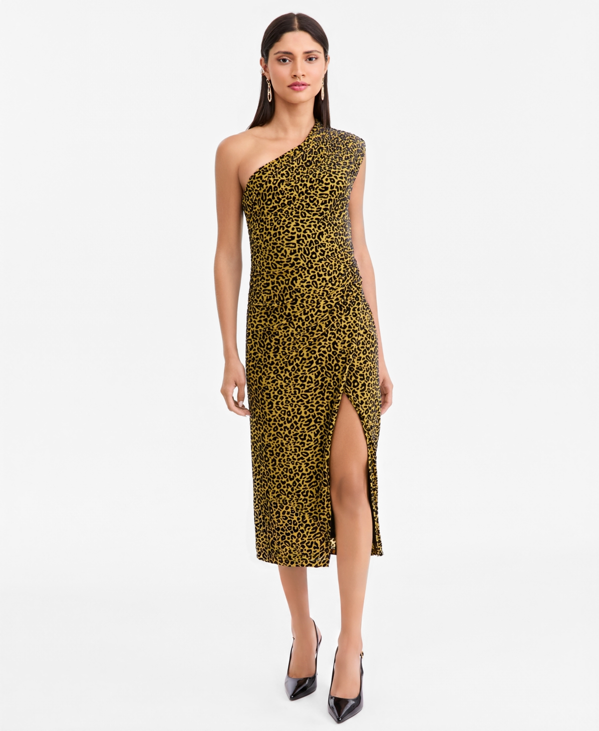 Lapointe X Macy's Women's Leopard-Print Body-Con One-Shoulder Dress, Exclusive