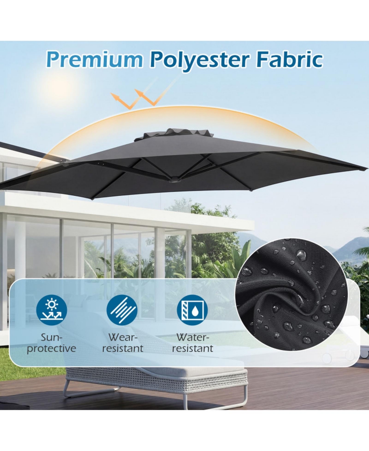Gouun 10 Feet Patio Cantilever Umbrella with Foot Pedal and Air Vent