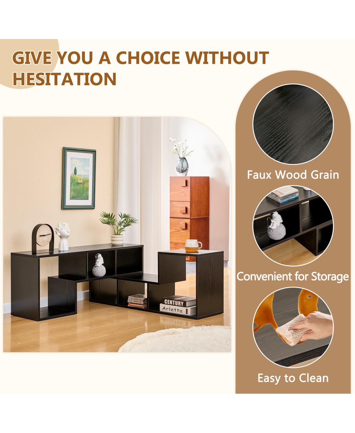 Streamdale Furniture Modern Wood Grain Expandable Media Console with Open Storage