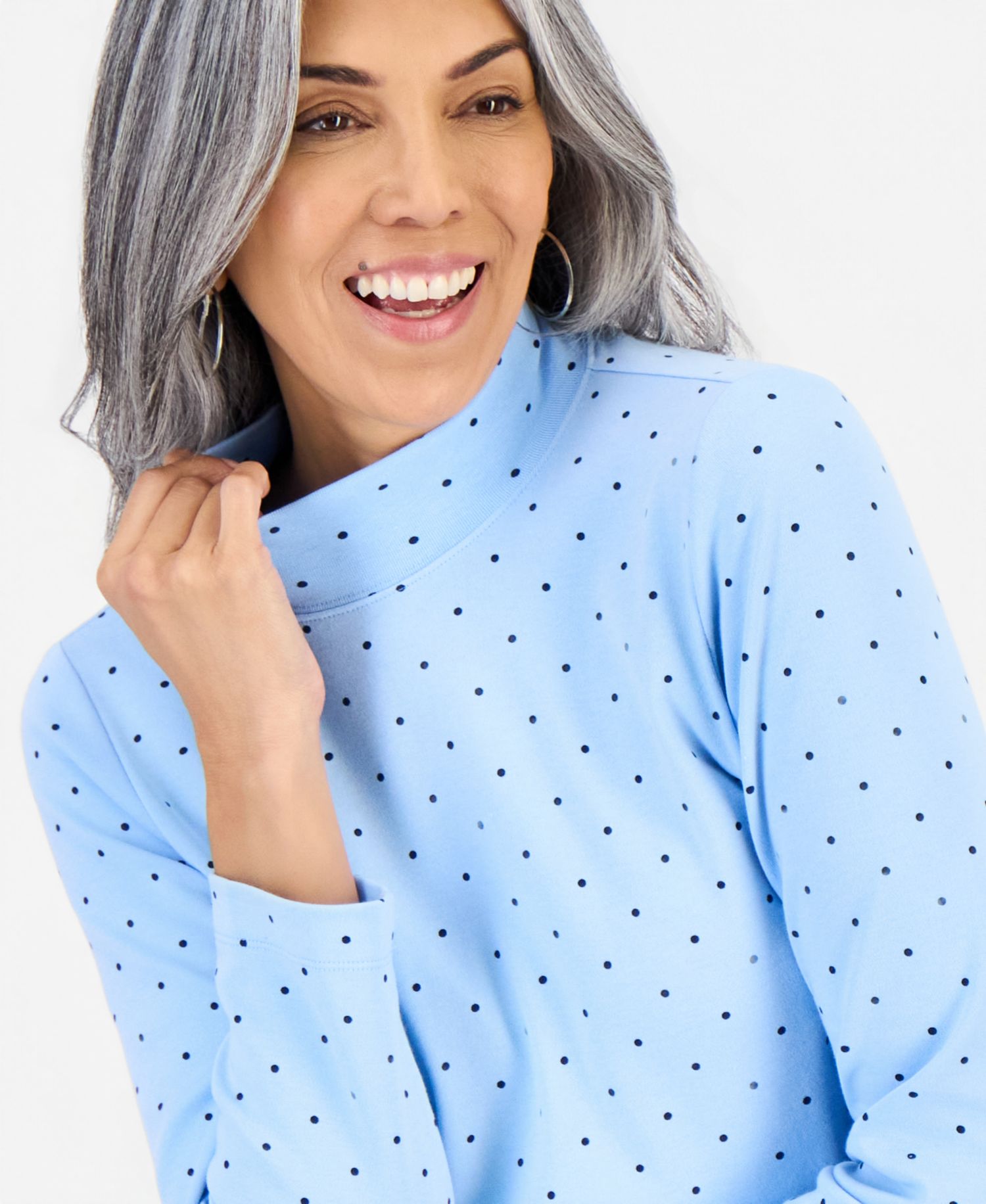 Women's Printed Mock-Neck Long-Sleeve Tee