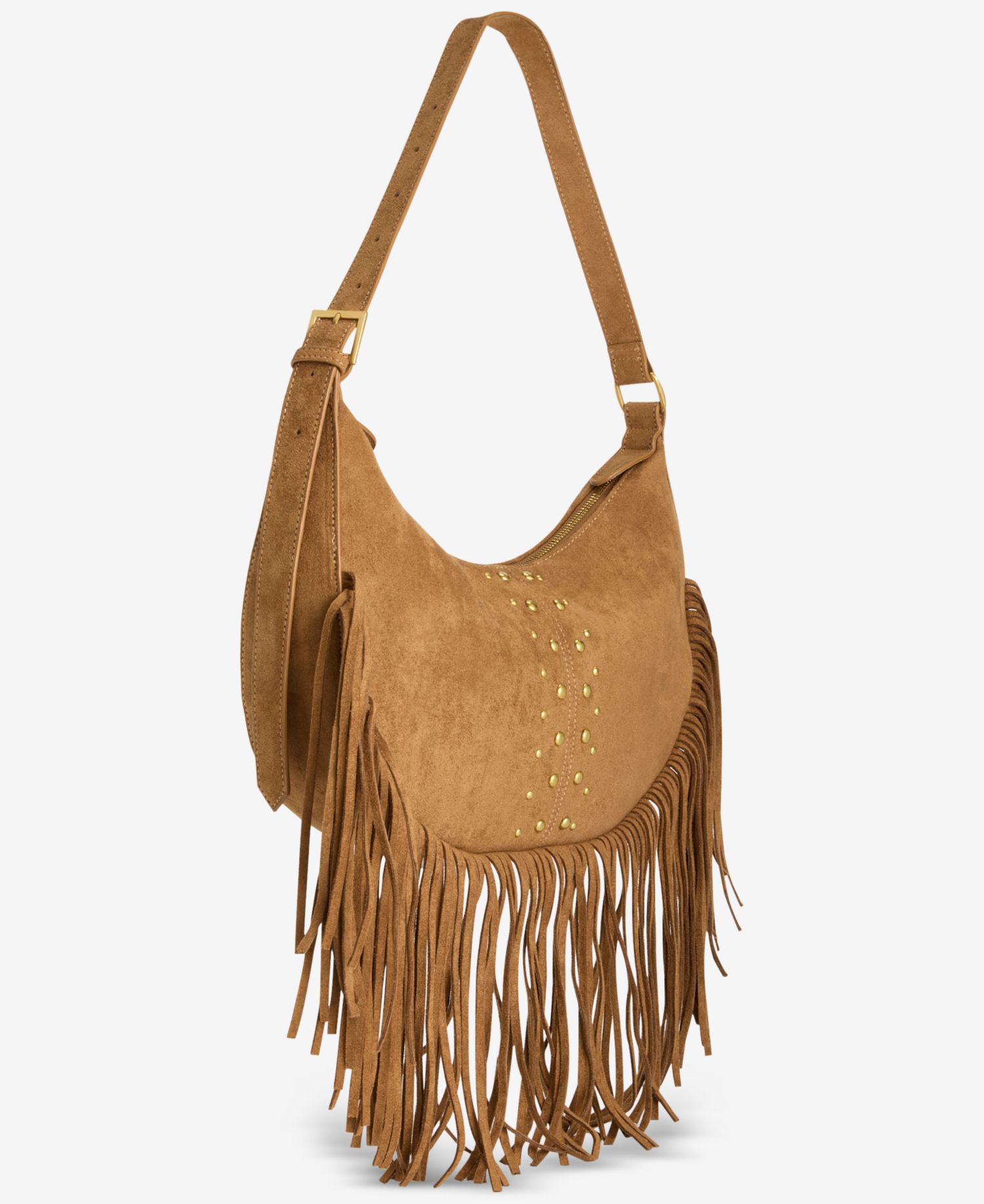 Fringed Faux-Suede Hobo Bag