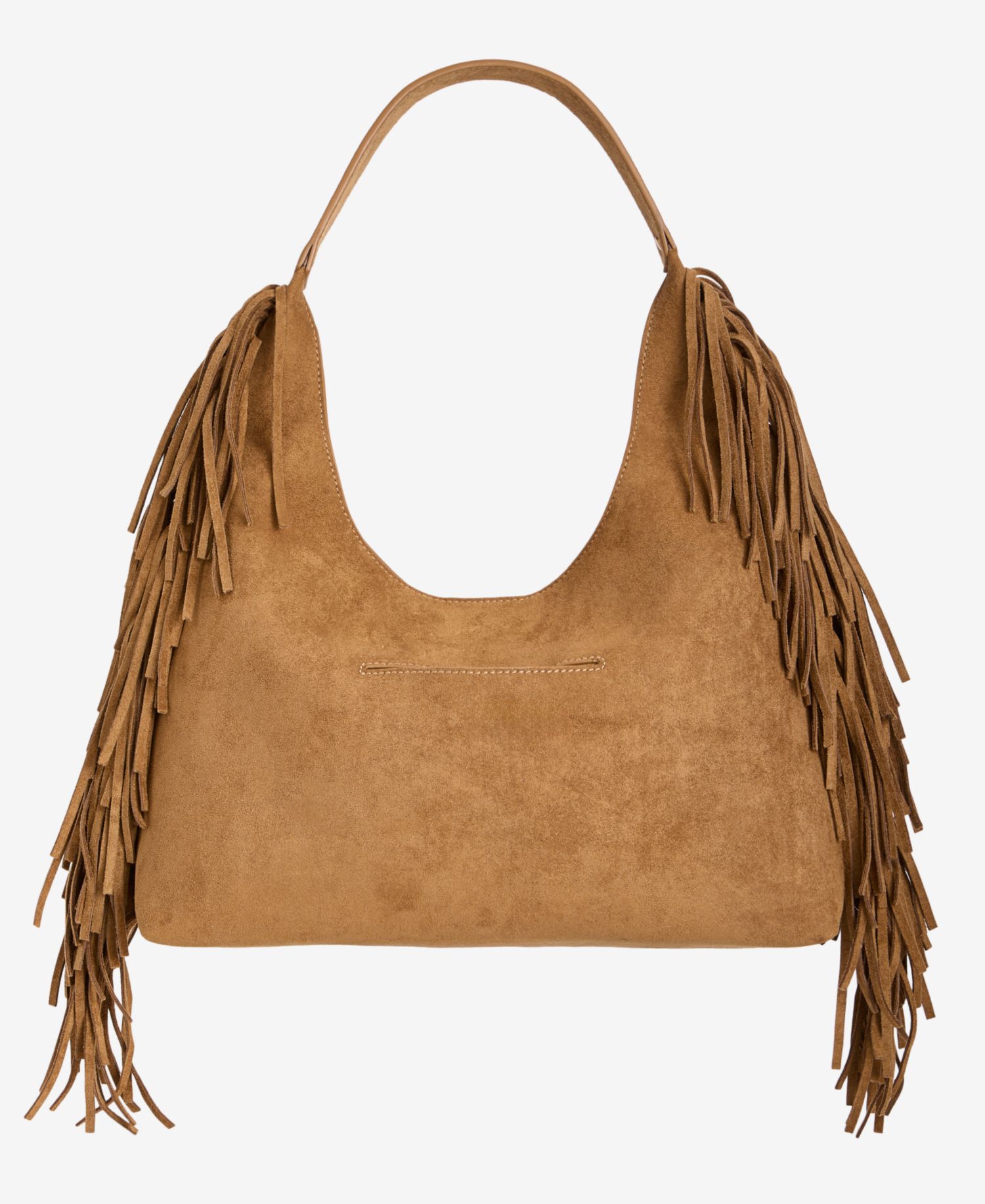 Fringed Faux-Suede Hobo Bag