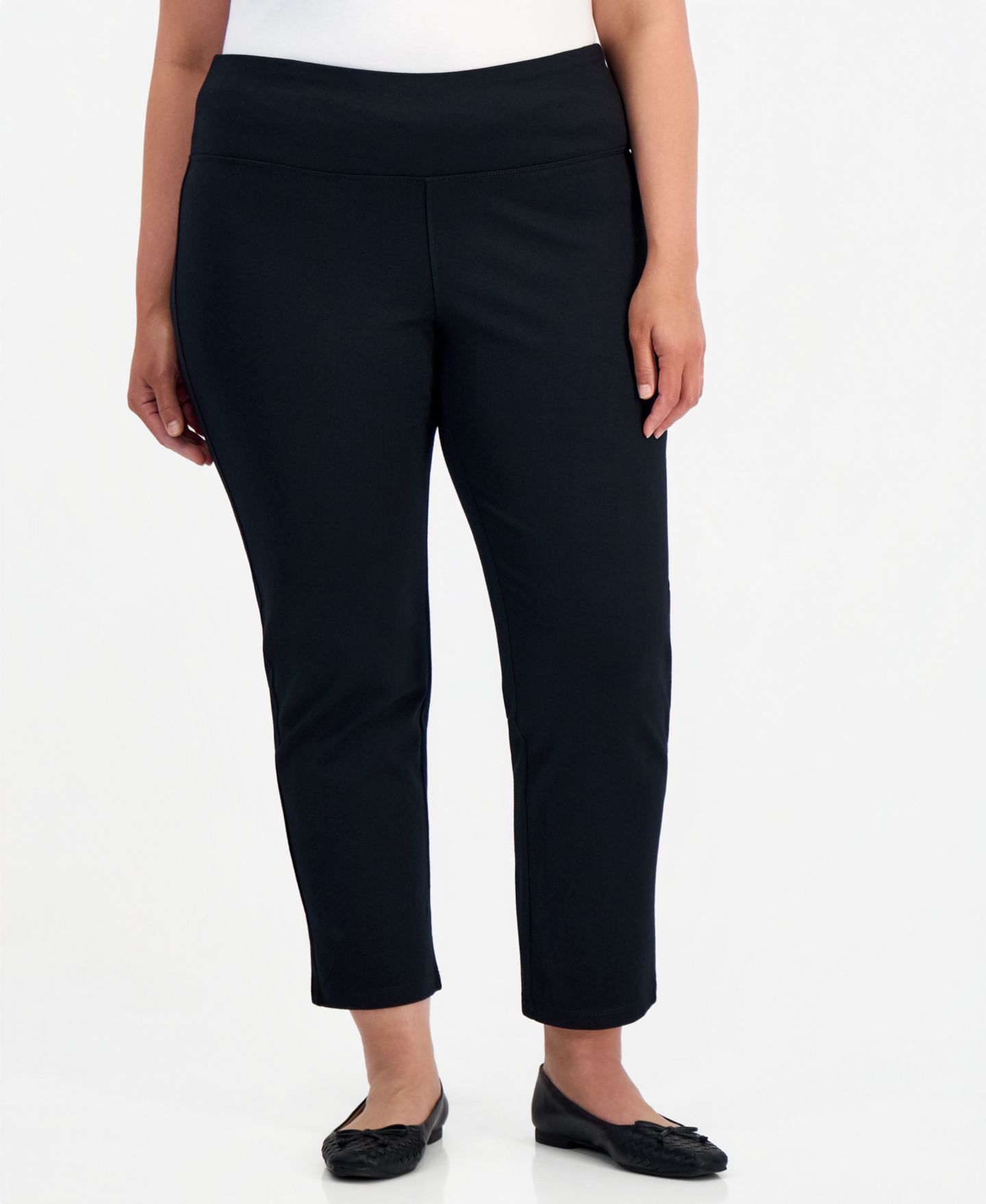 Женские брюки Style & Co Plus High-Rise Straight-Leg Ponte, цвет: Глубокий чёрный — фото 3
