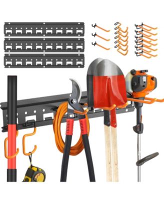 Garden Tool Organizer Wall Mount Adjustable Pegboard Hooks Shed Rack
