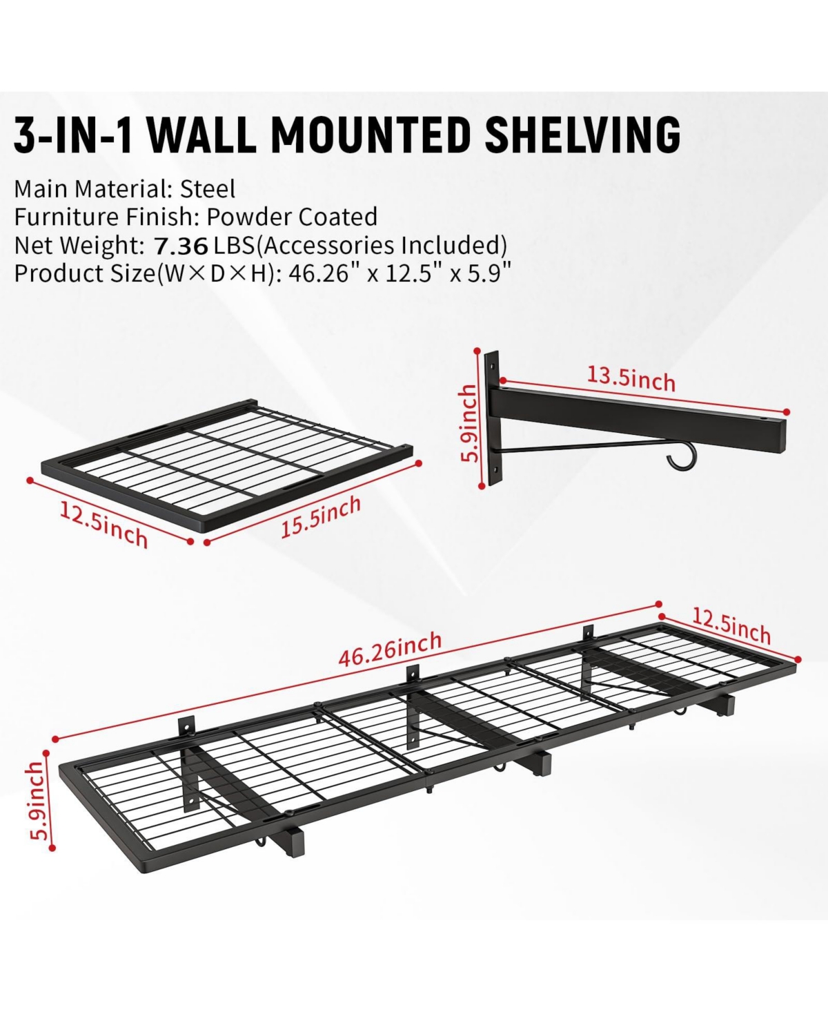 Xdovet Wall Mounted Shelf with Hooks for Storage