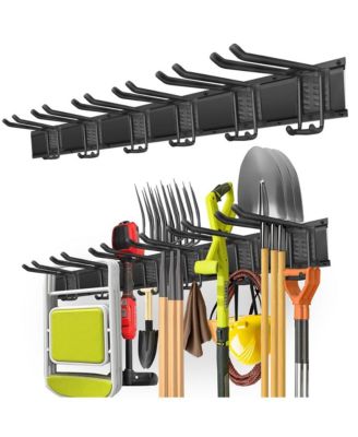 Organizer Wall Mount Rails Double-layer Hooks Garden Rack Yard Tools Shed