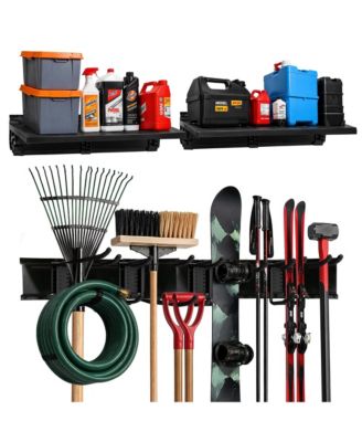 Tool Organizer Rack Wall Mounted Storage System with Hooks Shelves Kit