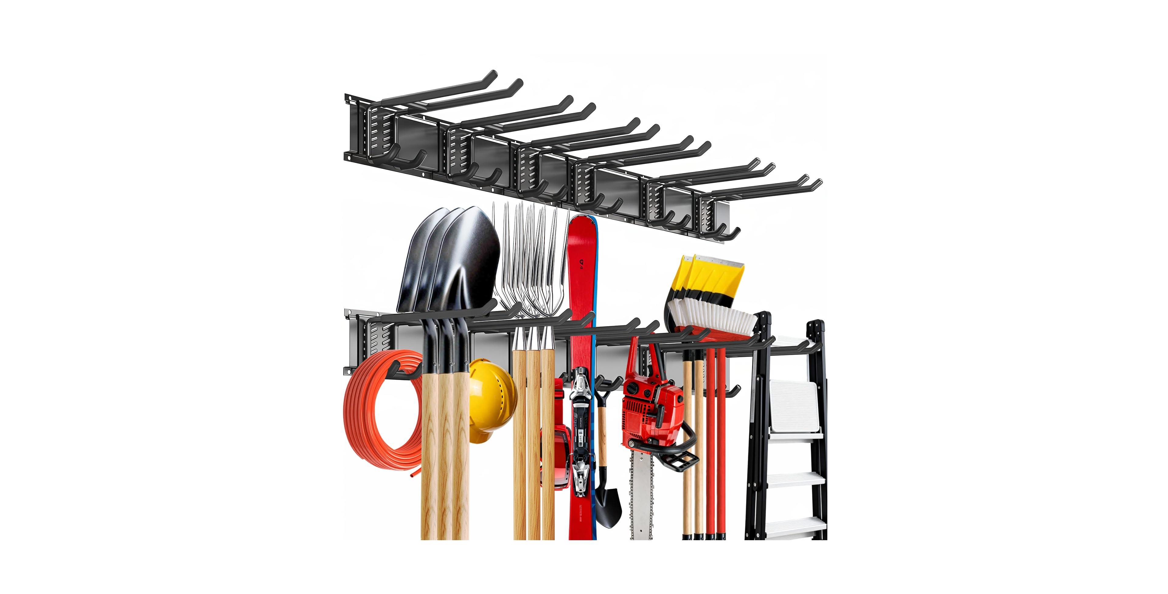 Xdovet Organizer Wall Mount Heavy-duty Storage Garden Adjustable Double Hooks Shovel Snowboard Yard Tools Shed