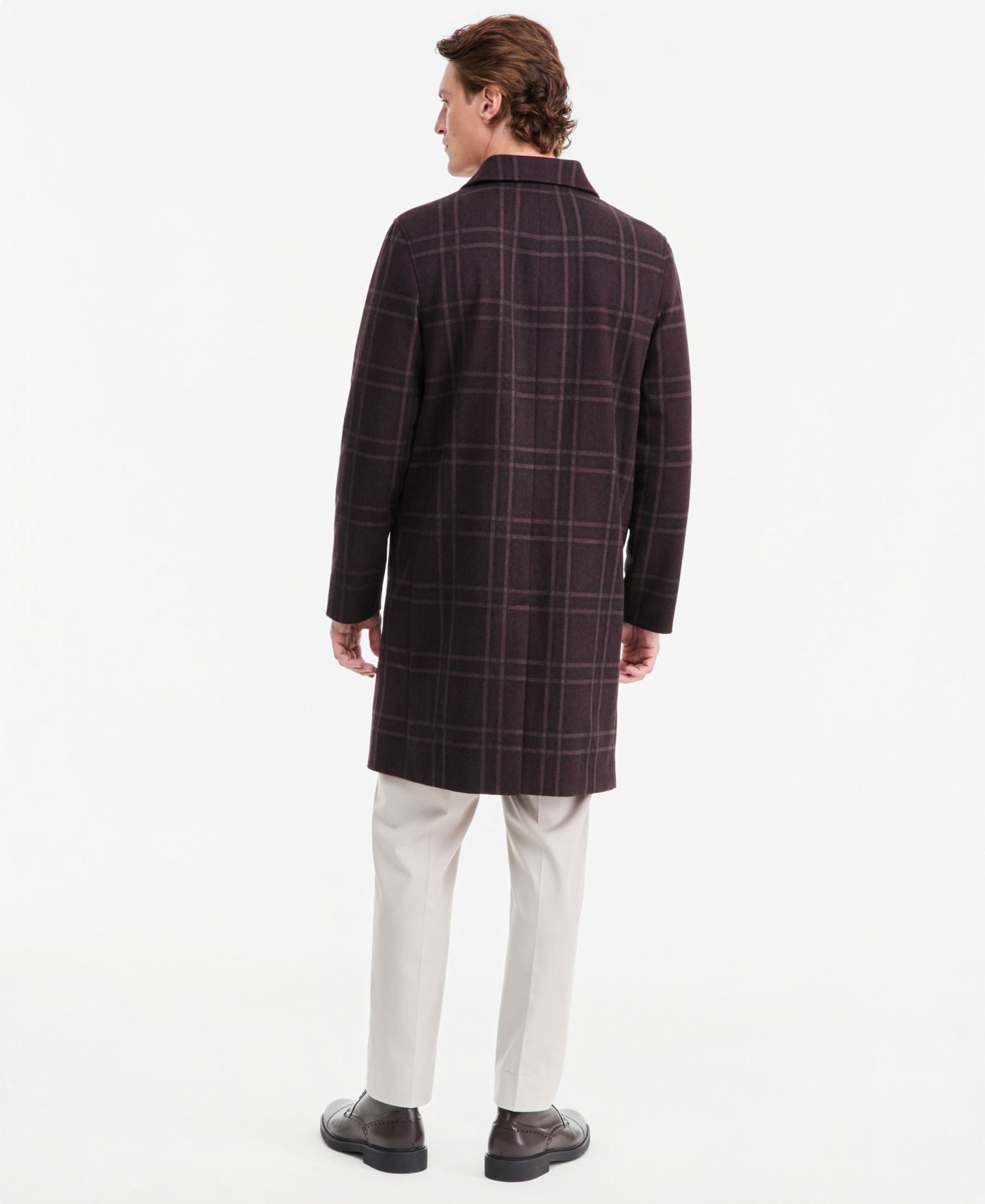 Мужское пальто Alfani Blake Window-Pane Plaid Coat, цвет: Баклажановый чёрный — фото 2