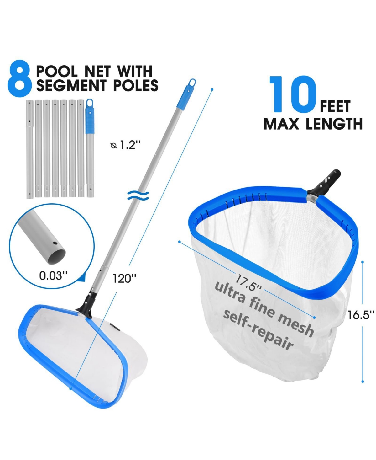 Xdovet Pool Net Pole Brush Skimmer Kit