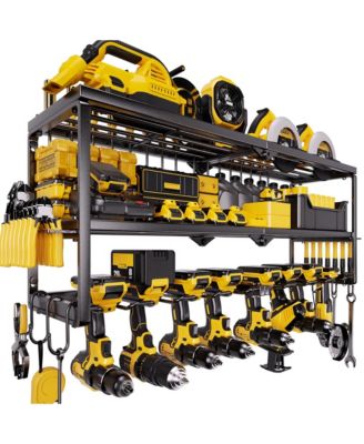 Power Tool Organizer Wall Mount 3-Tier Drill Rack Charging Station