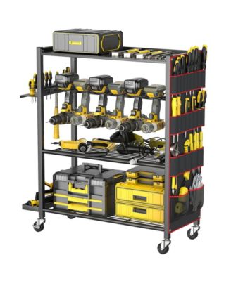 Rolling Power Tool Storage Cart Drill Organizer Rack