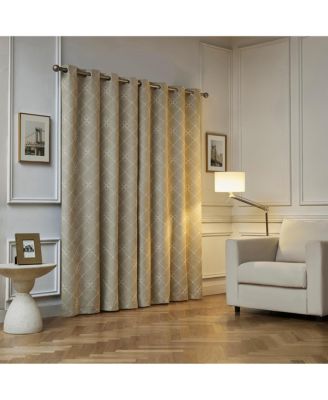 Adria Trellis Embroidered 100% Blackout Grommet Curtain Panel