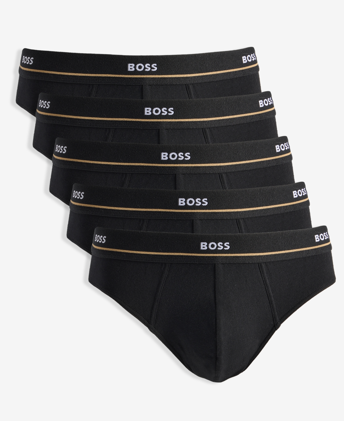 Boss by Hugo Men's Cotton-Blend Exposed Waistband Briefs, 5-Pack