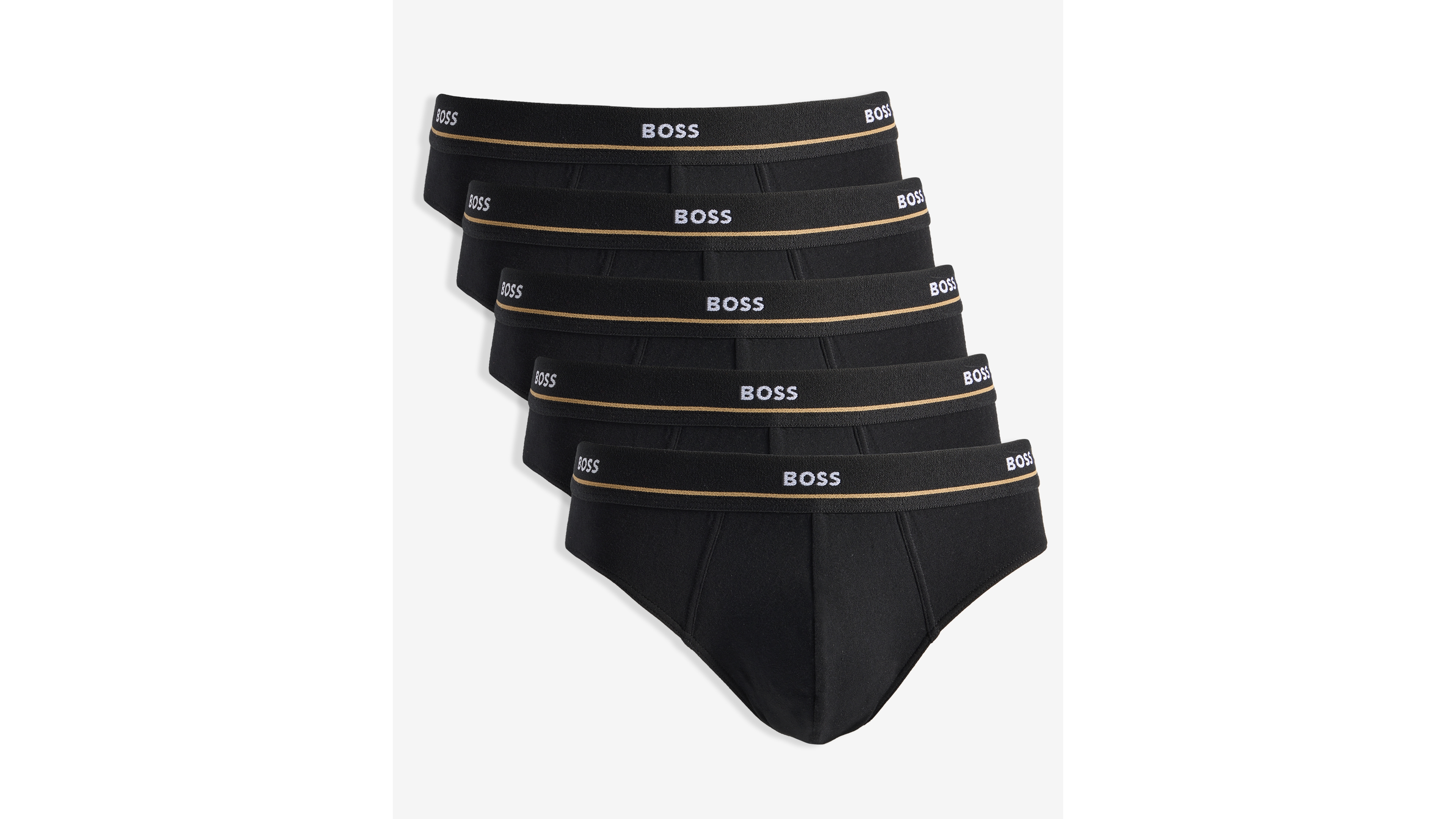Boss by Hugo Men's Cotton-Blend Exposed Waistband Briefs, 5-Pack