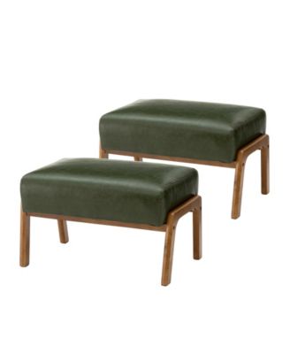 Mid-century Modern Leatherette Accent Stool, Set of 2