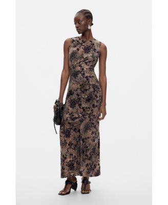 Women's Flocked Long Dress