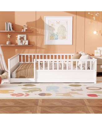Queen Montessori Floor Bed with Safety Guardrails