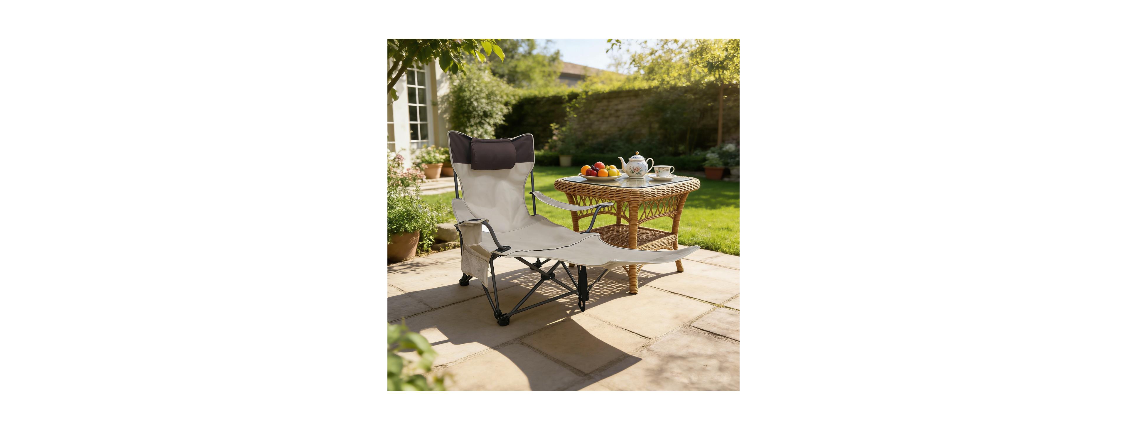 Streamdale Furniture Outdoor Camping Chair 3-Level Reclining Portable with Cup Holder and Carry Bag