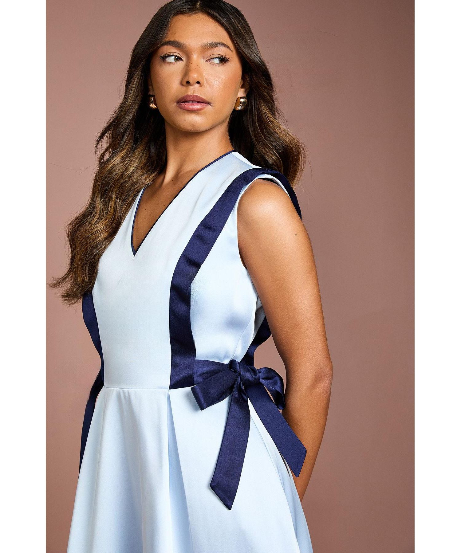 Women's Bow Satin Midi Dress