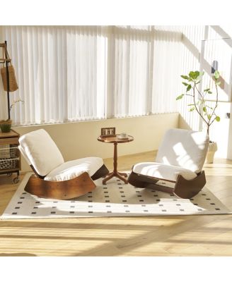 Comfortable Glider Rocking Chair with Solid Wood Frame Set of 2