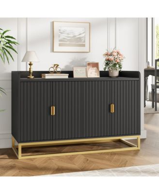 Fluted Sideboard with Storage Buffet Cabinet with Adjustable Shelves for Living Room Kitchen Entryway