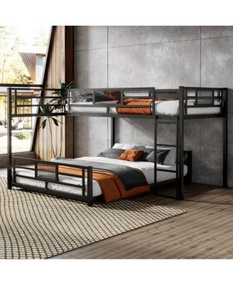  L-shaped Metal Twin over Full Size Bunk Bed
