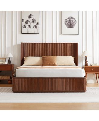 Corrugated Wave Wood Platform Bed Frame