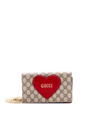 Logo Heart Chain Wallet GG Coated Canvas