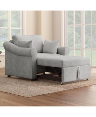 Chenille 3-in-1 Convertible Sleeper Chair with Adjustable Backrest