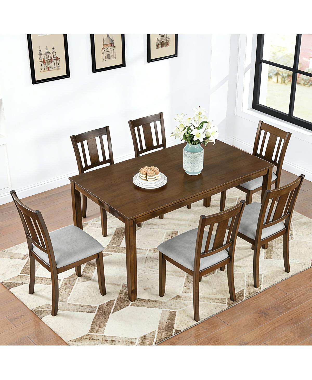 Streamdale Furniture 7-Piece Modern Rectangular Dining Set with 6 Upholstered Chairs