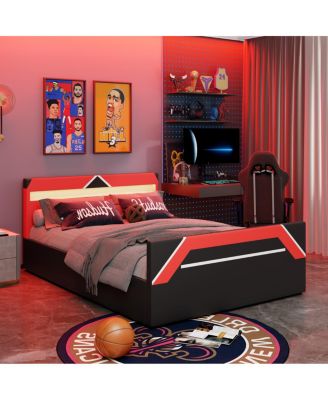 Queen Size LED Gaming Bed with Hydraulic Storage