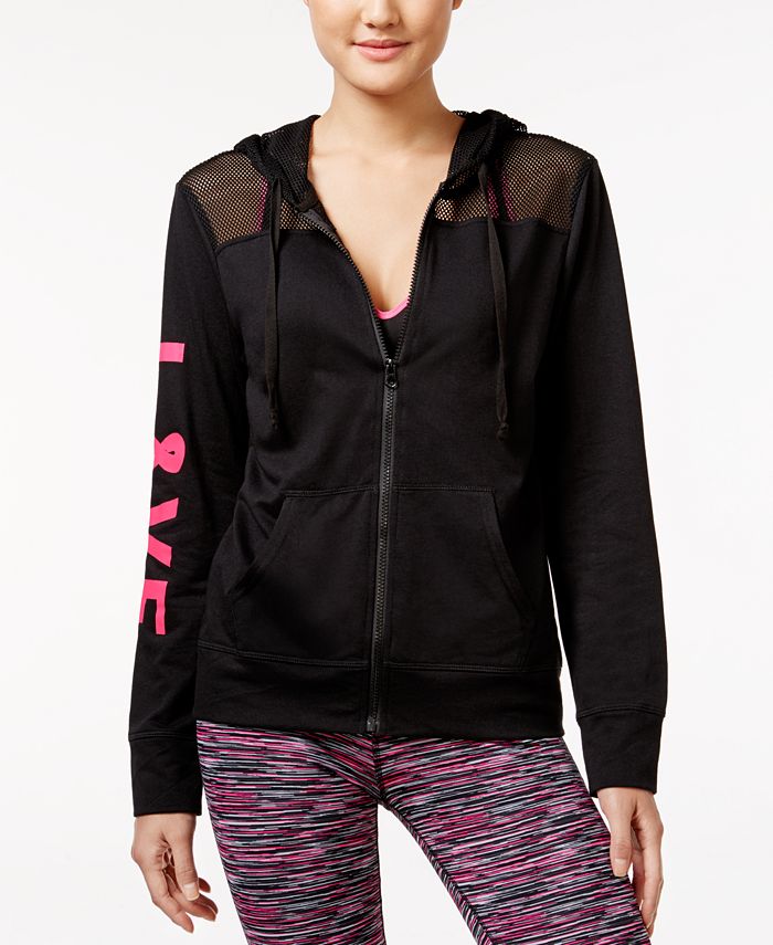 Material Girl Active Love MeshTrim Hoodie, Created for Macy's Macy's