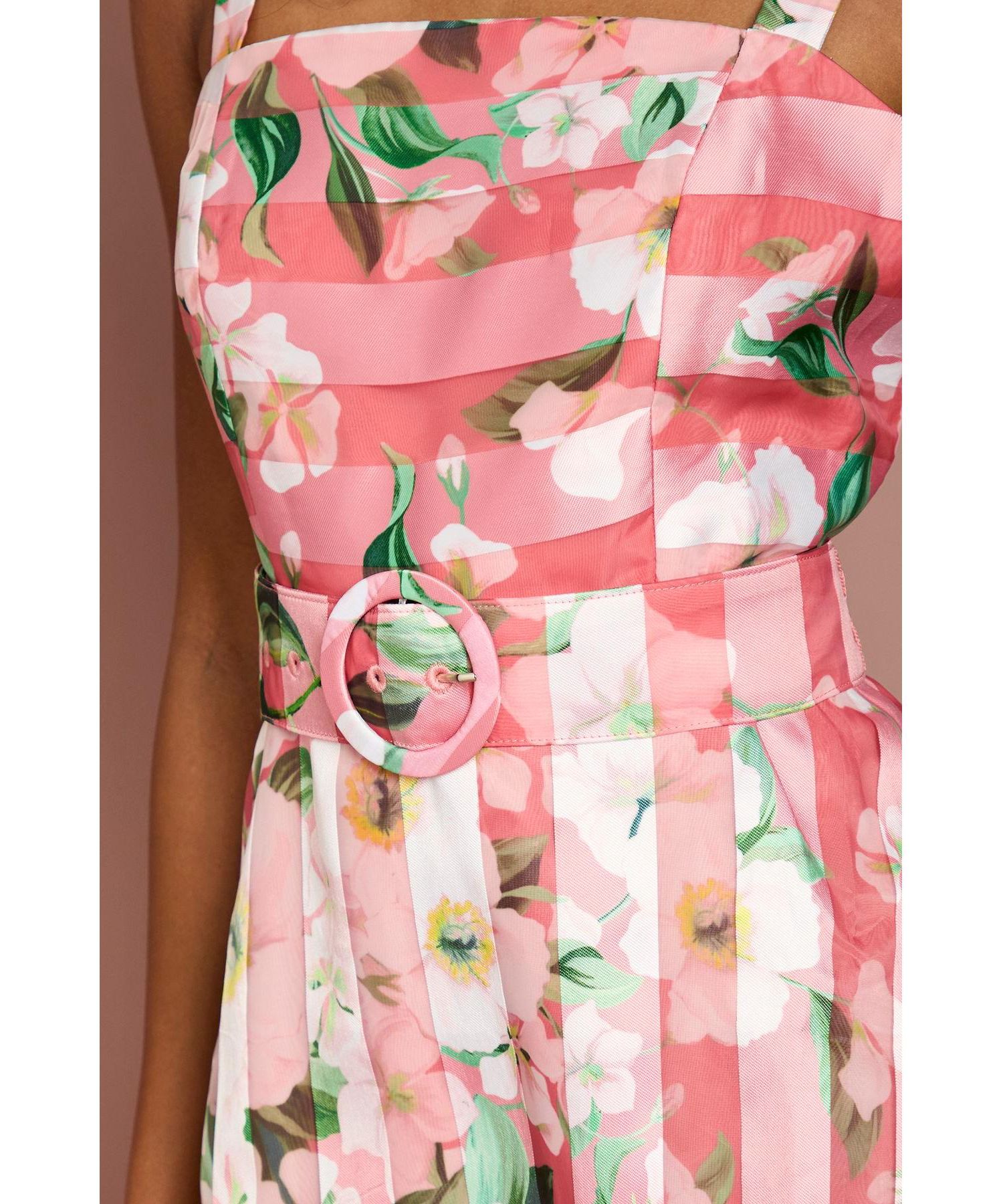 Women's Petite Floral Organza Midi Dress