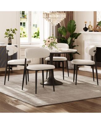 Set of 4 Modern Upholstered Metal Dining Chairs