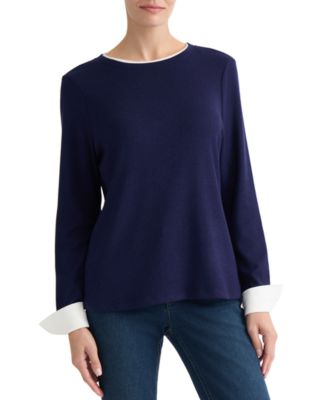 Women's Fold-Up Cuff Layered Top