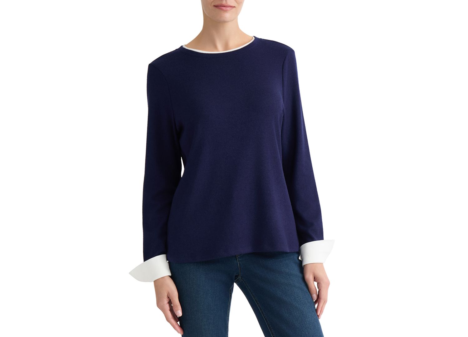 Women's Fold-Up Cuff Layered Top
