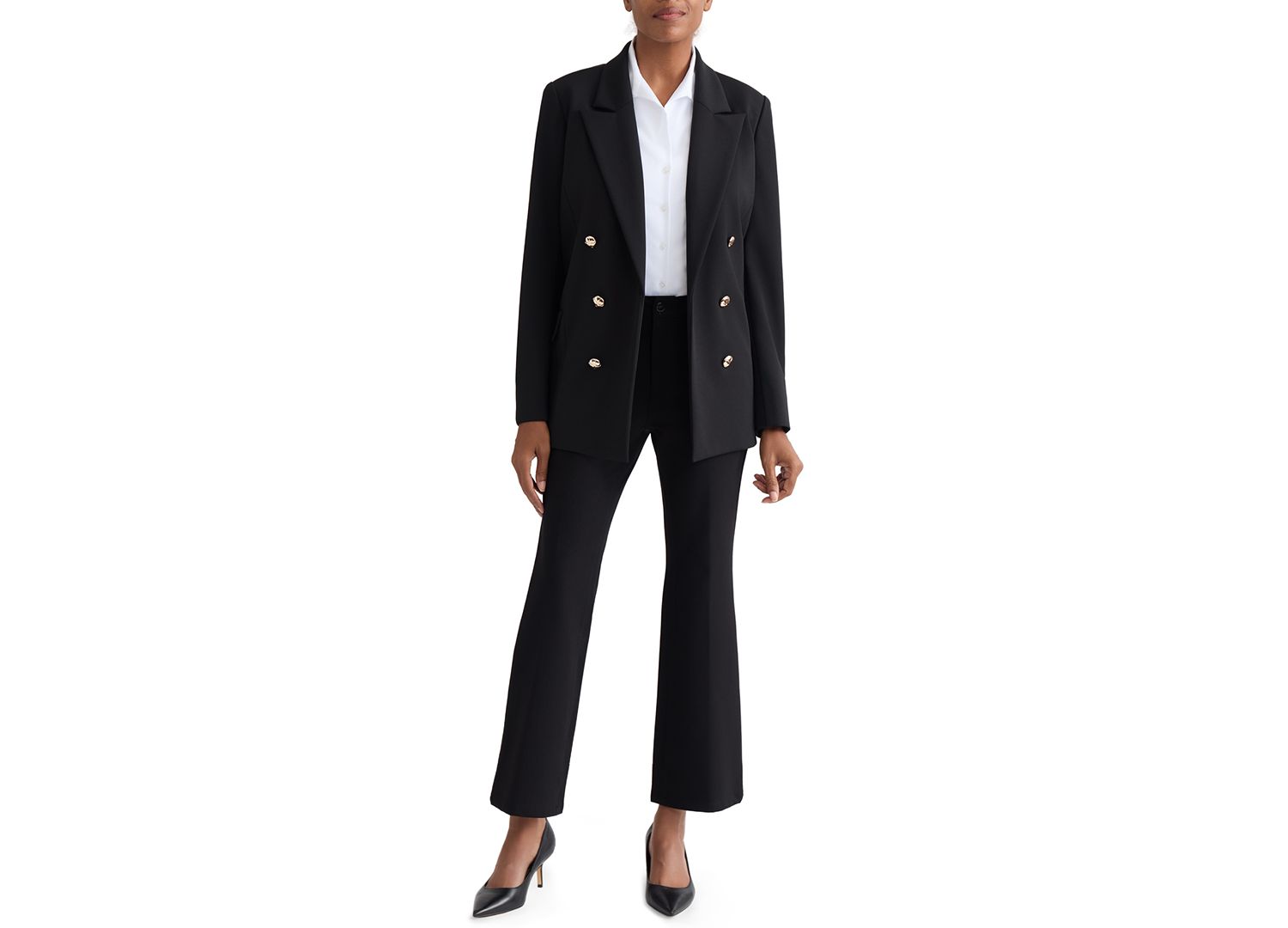 Women's Double-Breasted Open-Front Blazer